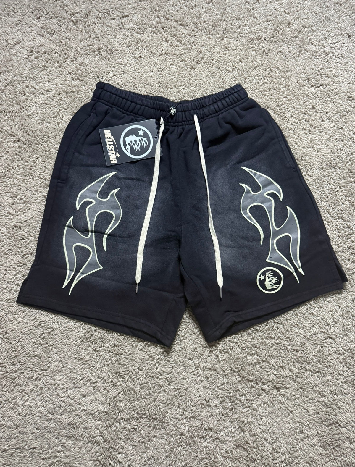 Hellstar Silver Flames black shorts