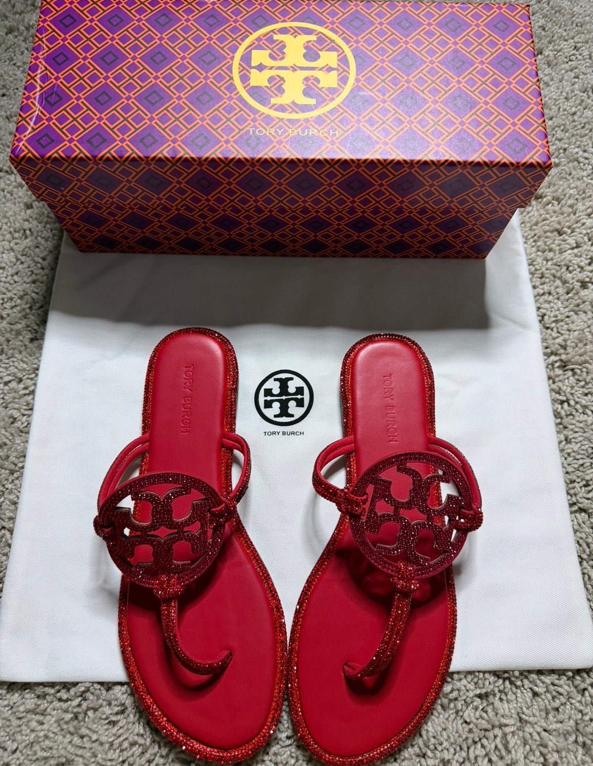 Tory Burch Red Rhinestone Sandal