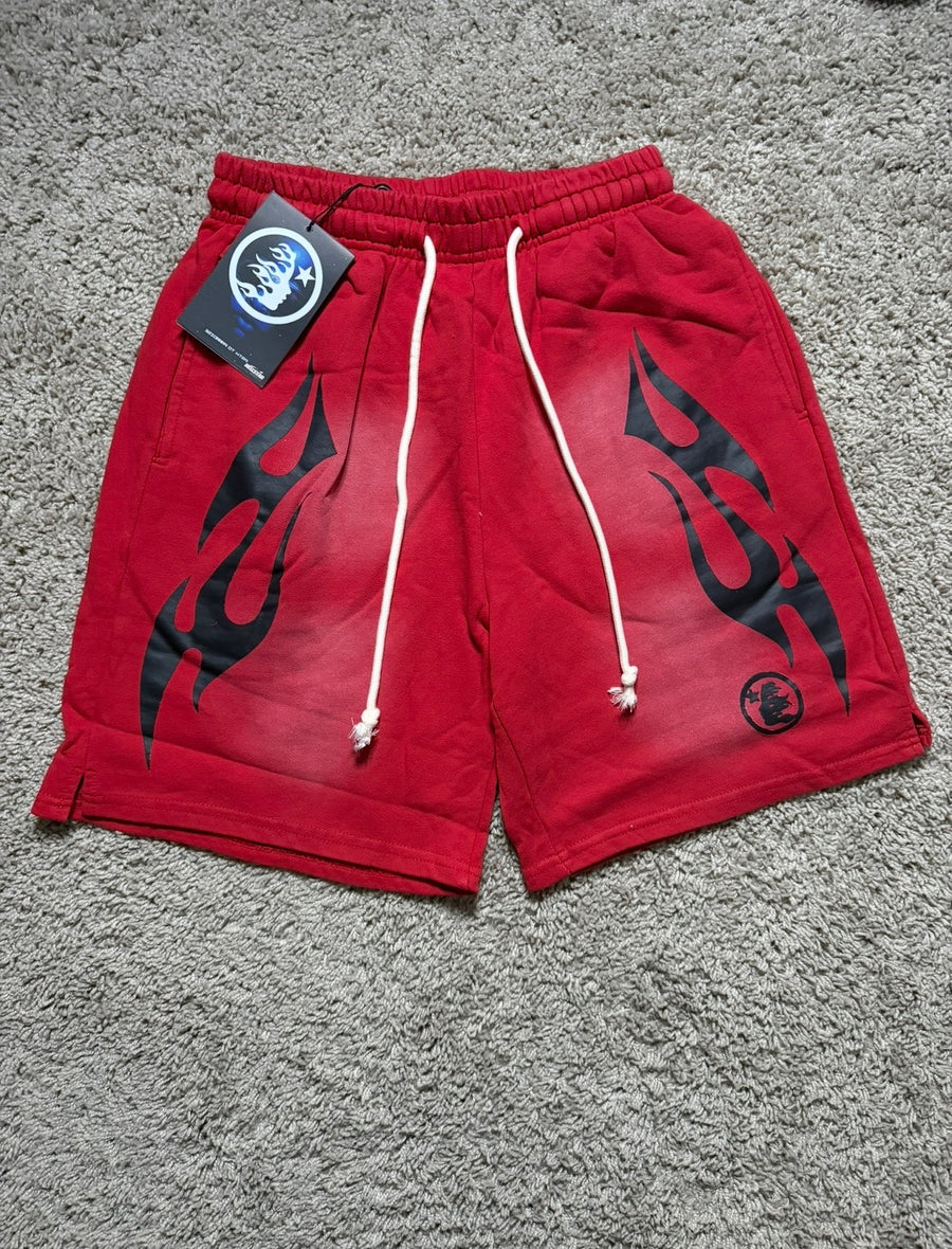 Hellstar Red Black Flame Shorts