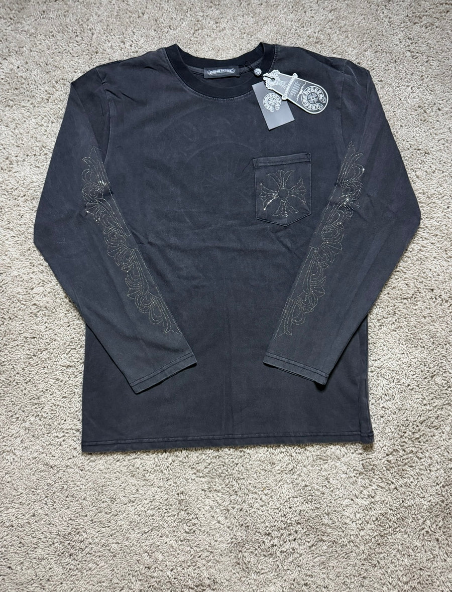 Chrome Heart Black Rhinestone Long Sleeve