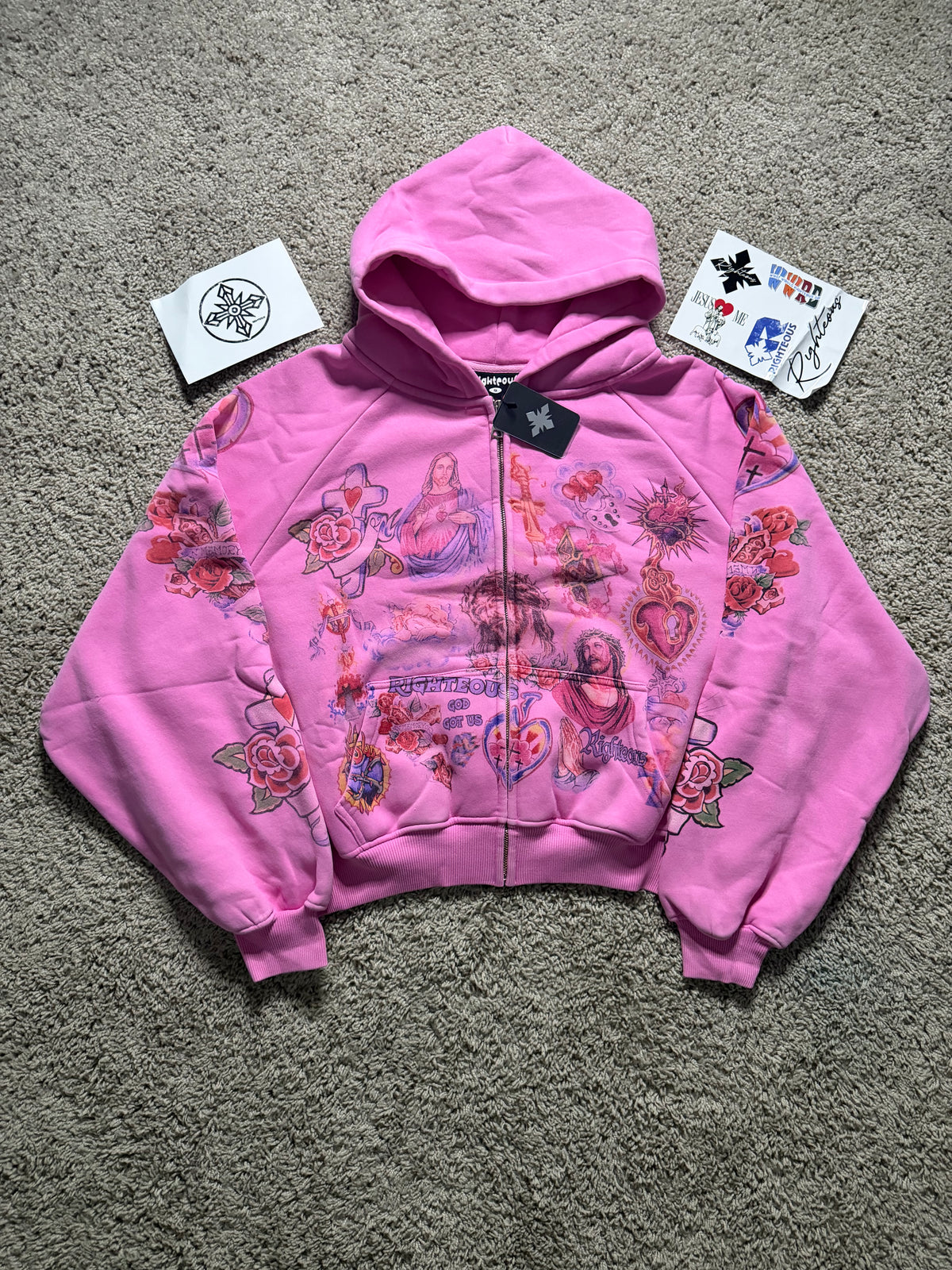 Righteous Pink Zip Up Hoodie