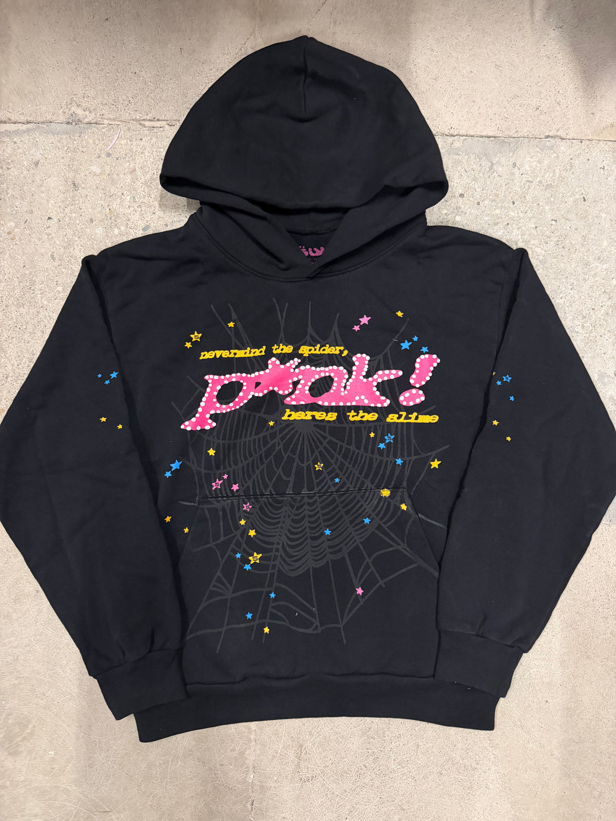 Sp5der P*nk black web hoodie
