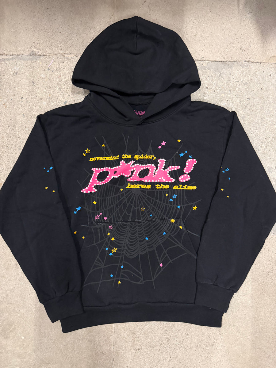 Sp5der P*nk black web hoodie