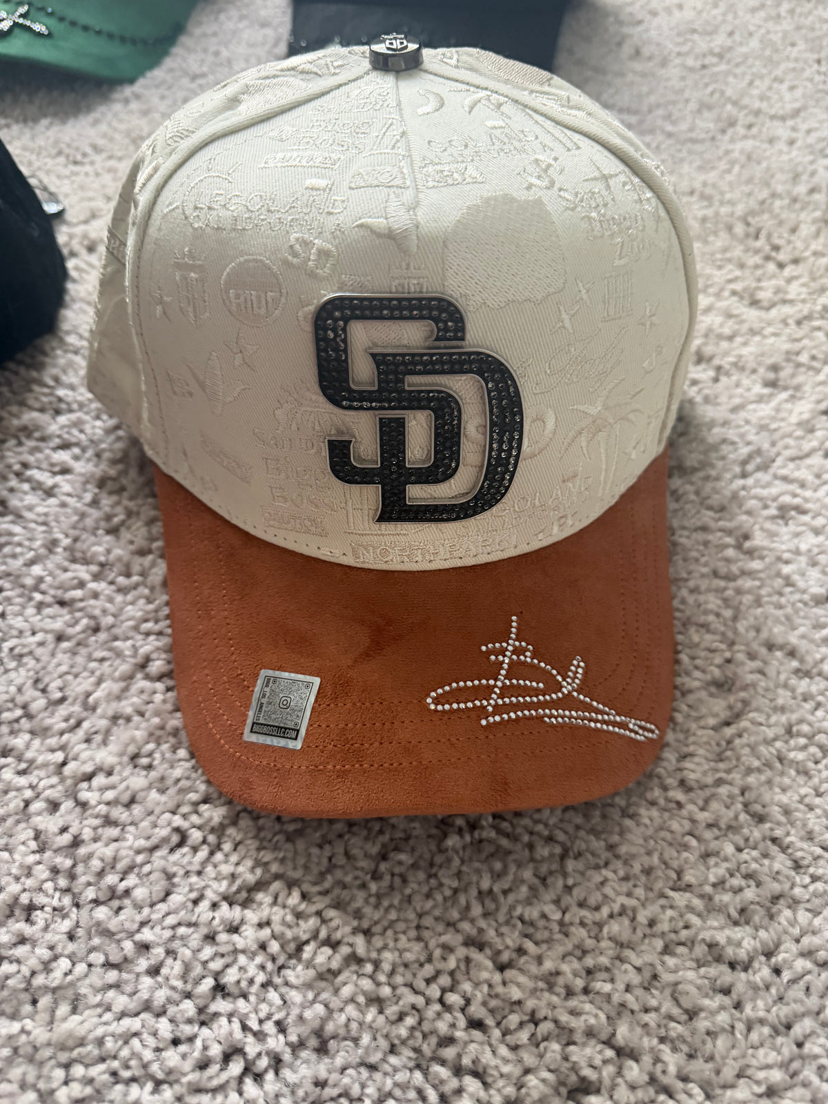 San Diego Padres Custom Rhinestone White Hat