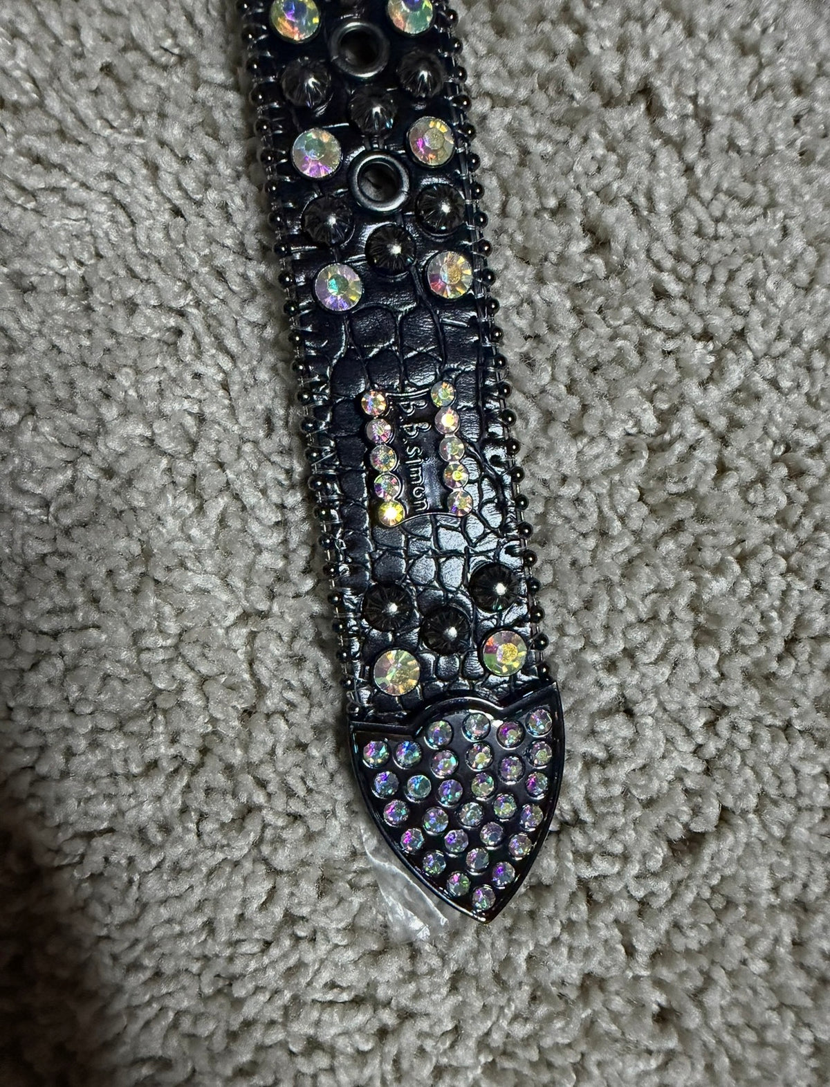 BB.Simon black rhinestone belt