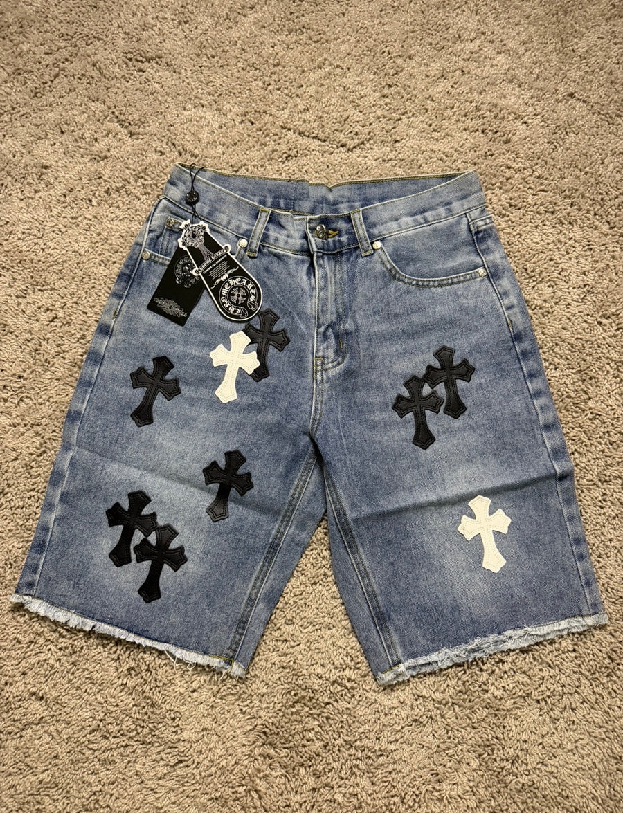 Chrome Hearts light blue jorts