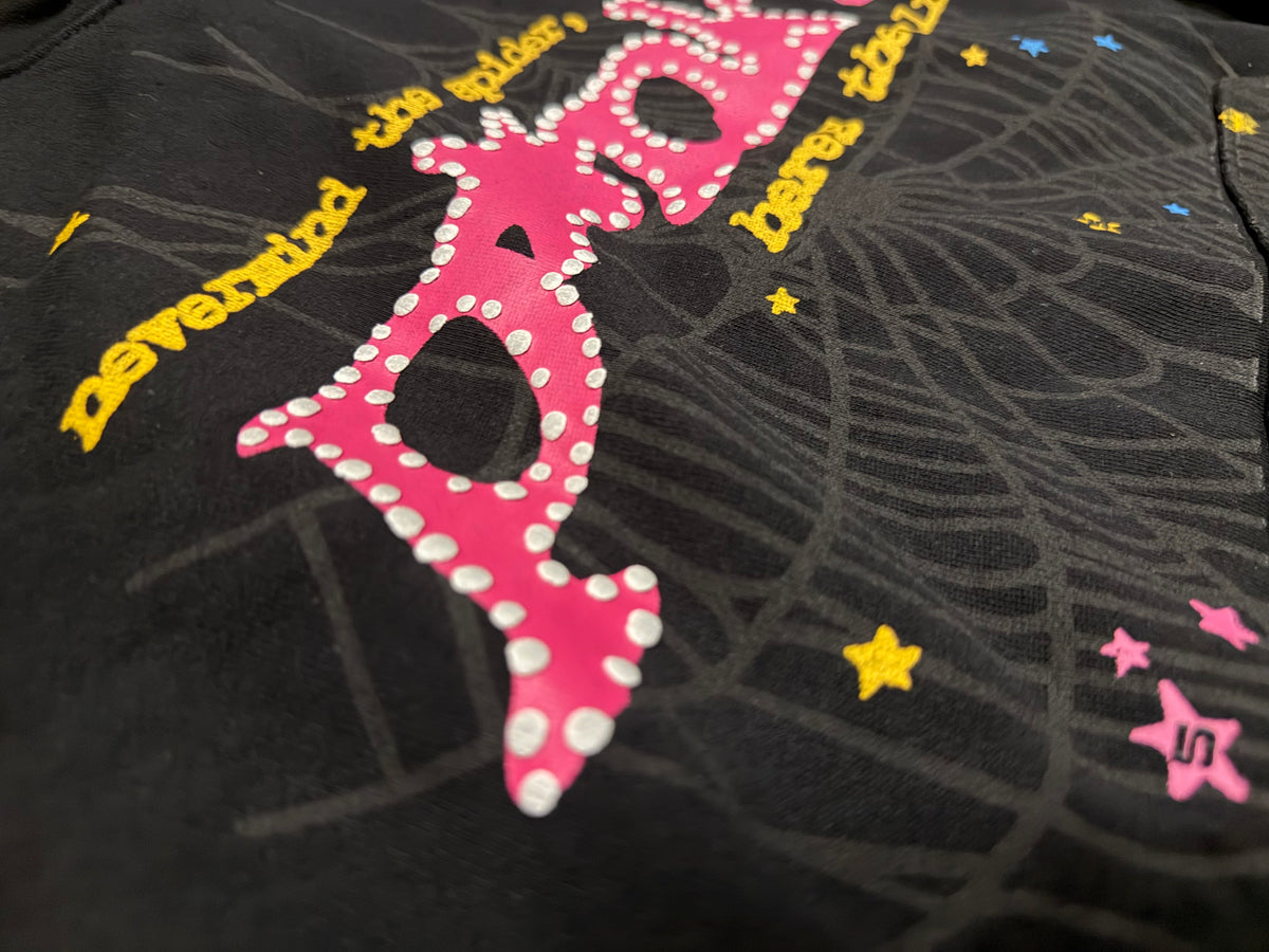 Sp5der P*nk black web hoodie