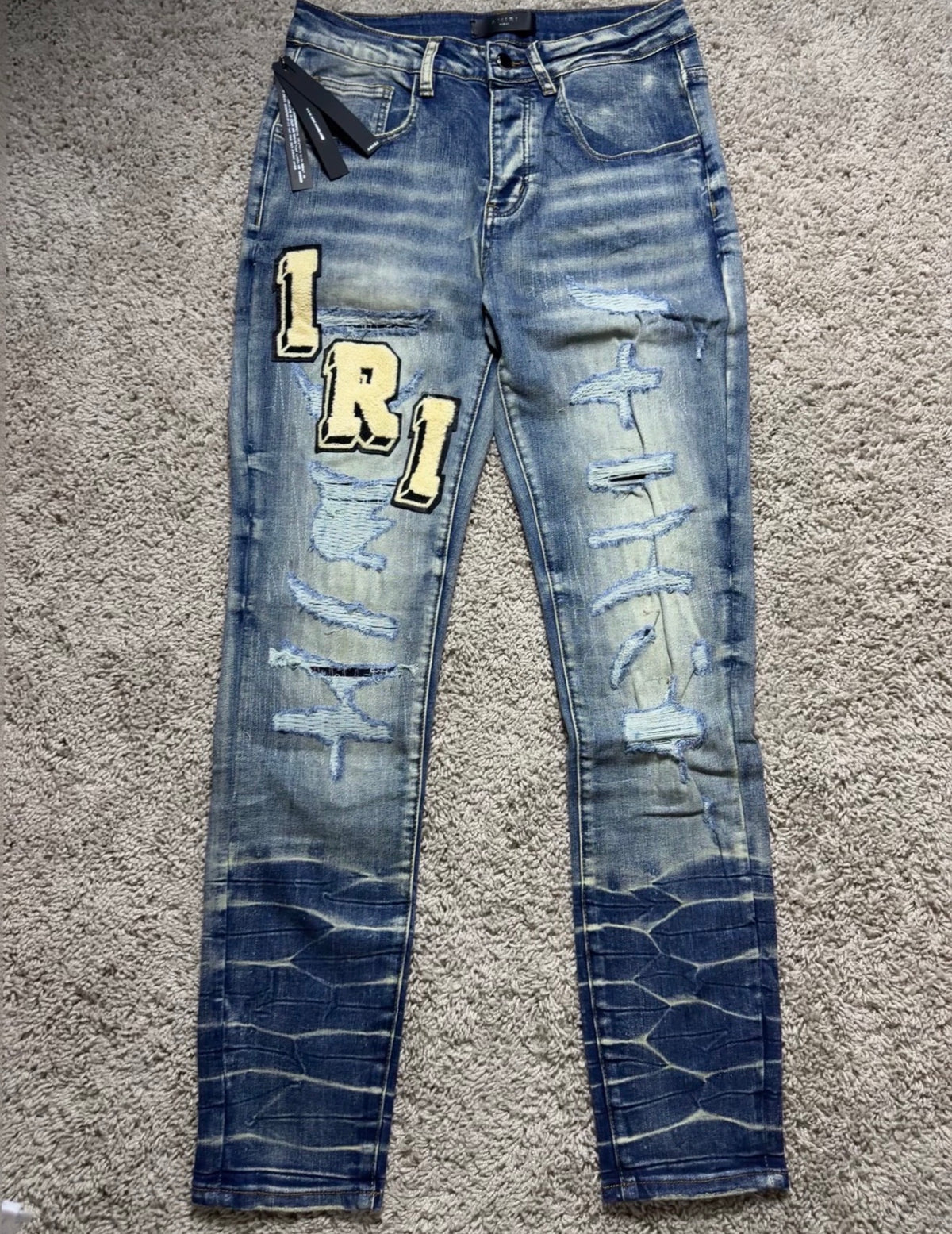 Amiri Dark Blue With Staggered Letters