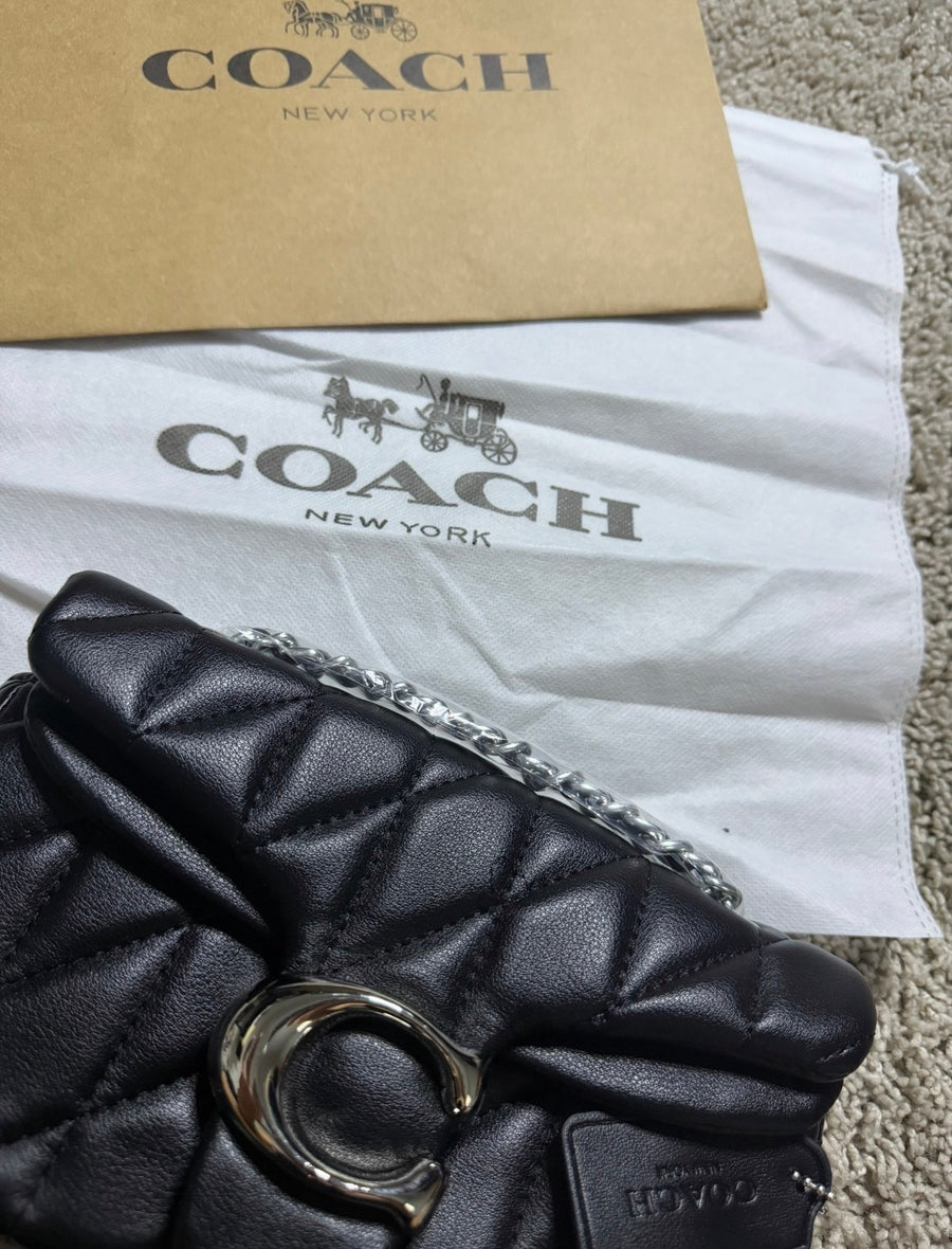 Coach Black Quilted Silver C bag
