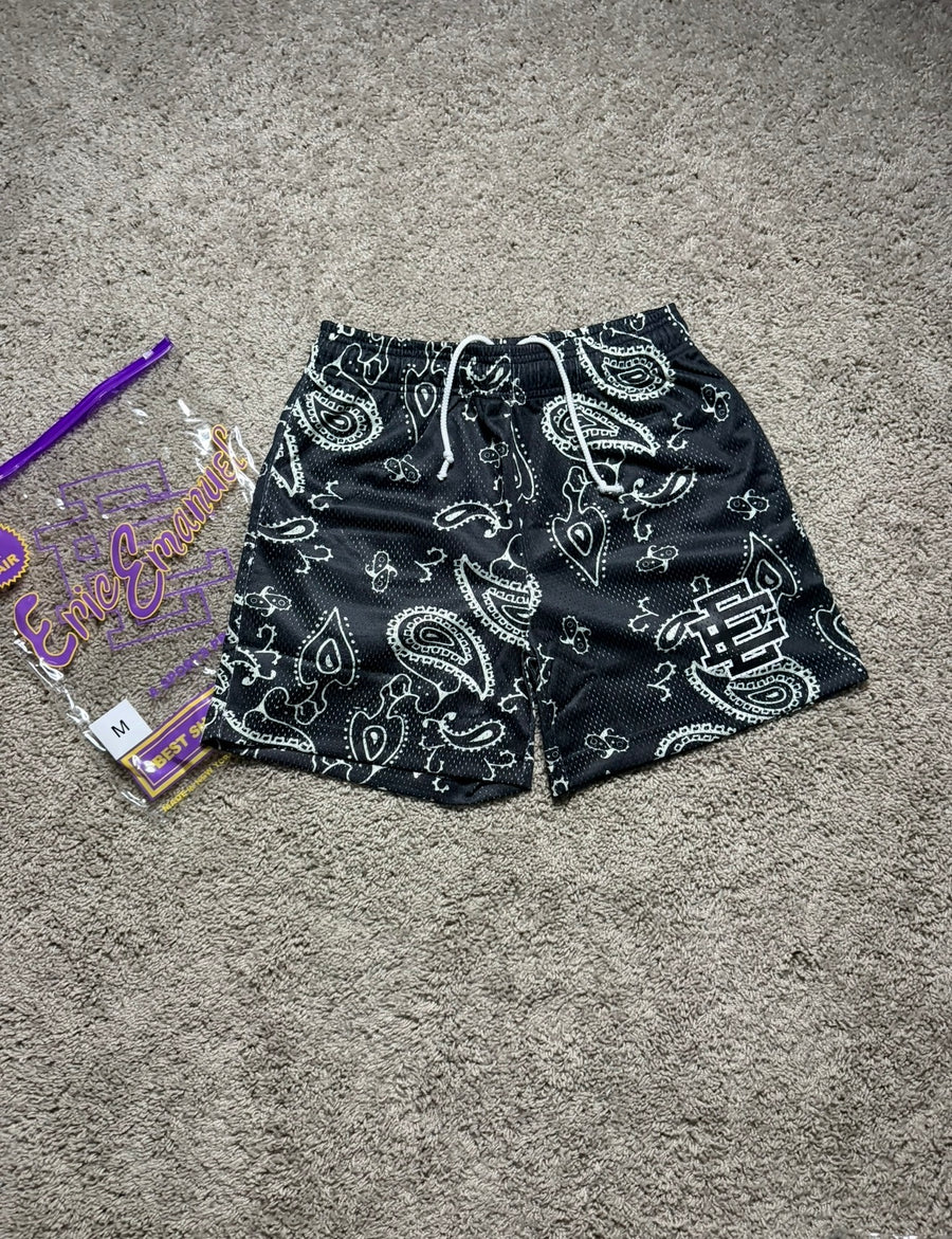 Eric Emmanuel Black Paisley Shorts