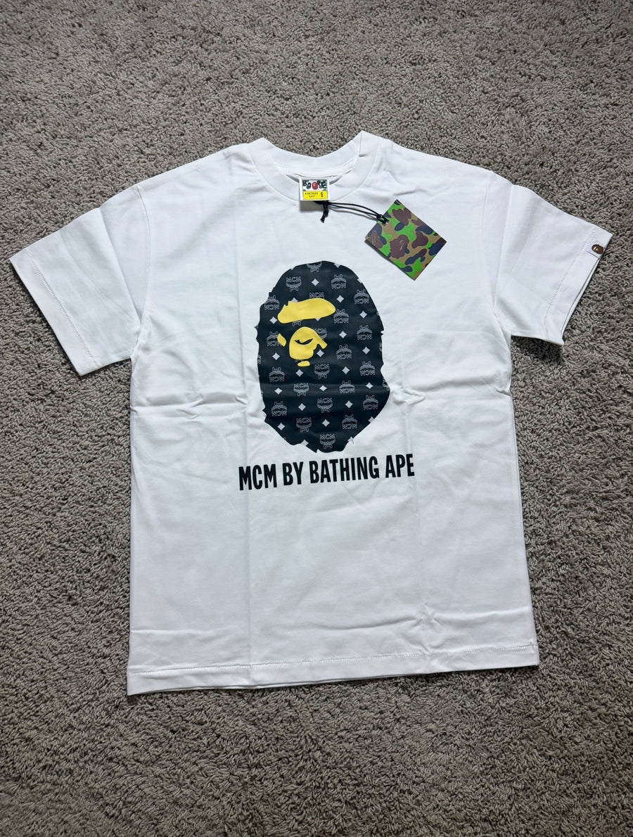 Bape X MCM black Ape Head Tee
