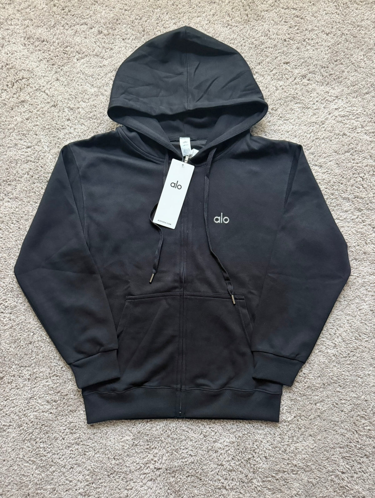 Alo black full zip hoodie