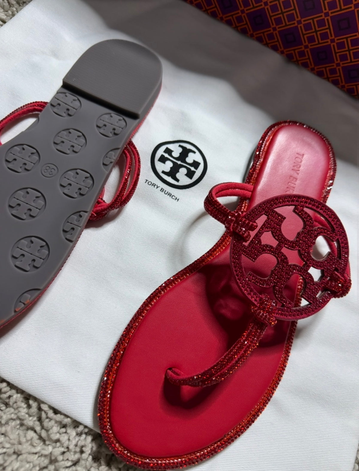 Tory Burch Red Rhinestone Sandal