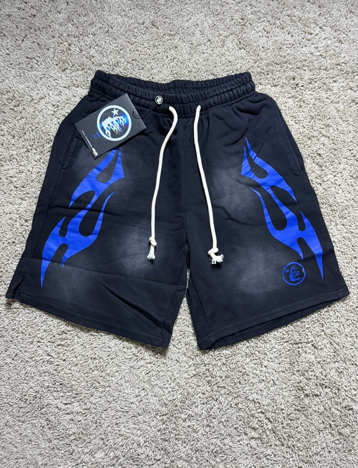 Hellstar Blue Flame Black Shorts