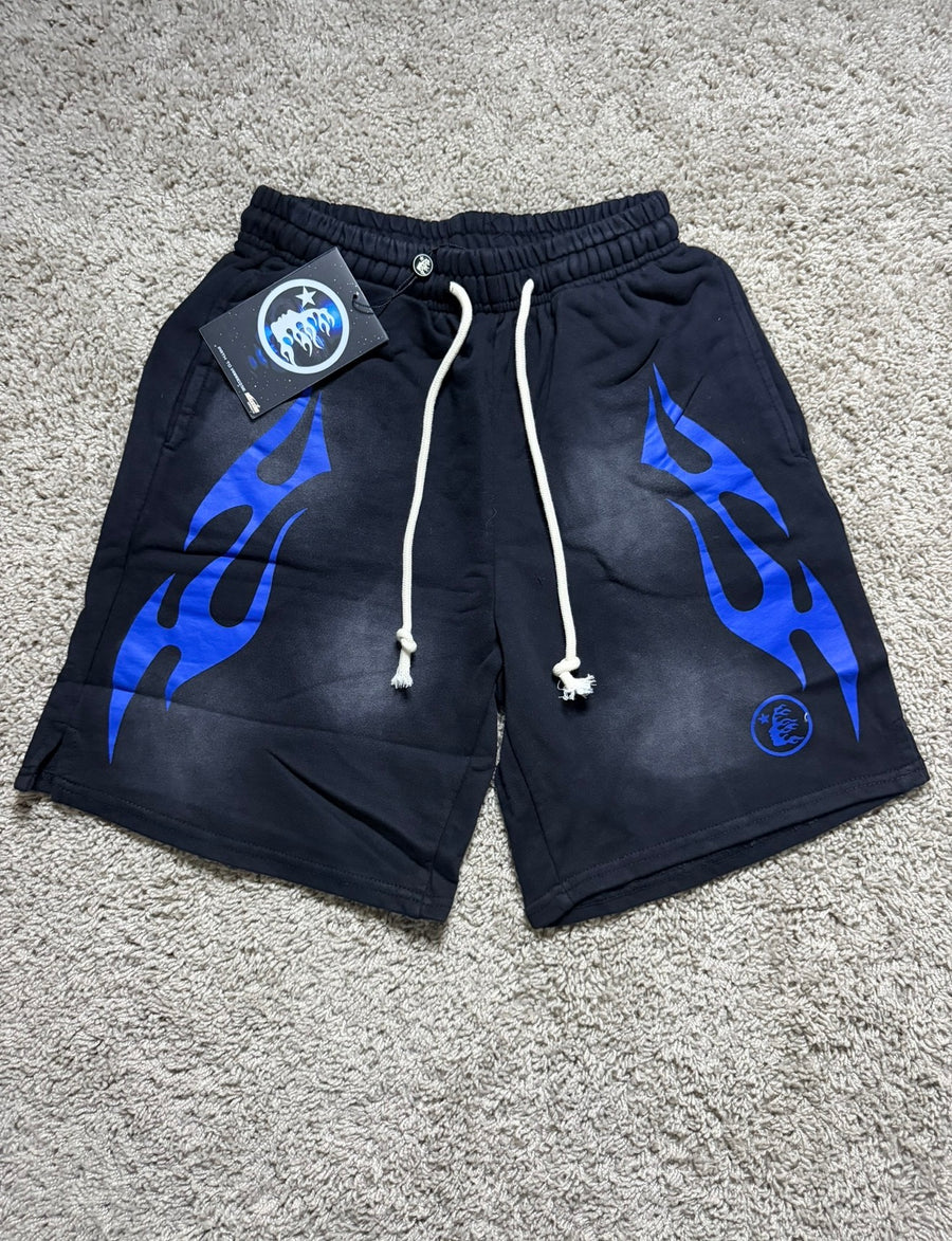 Hellstar Blue Flame Black Shorts