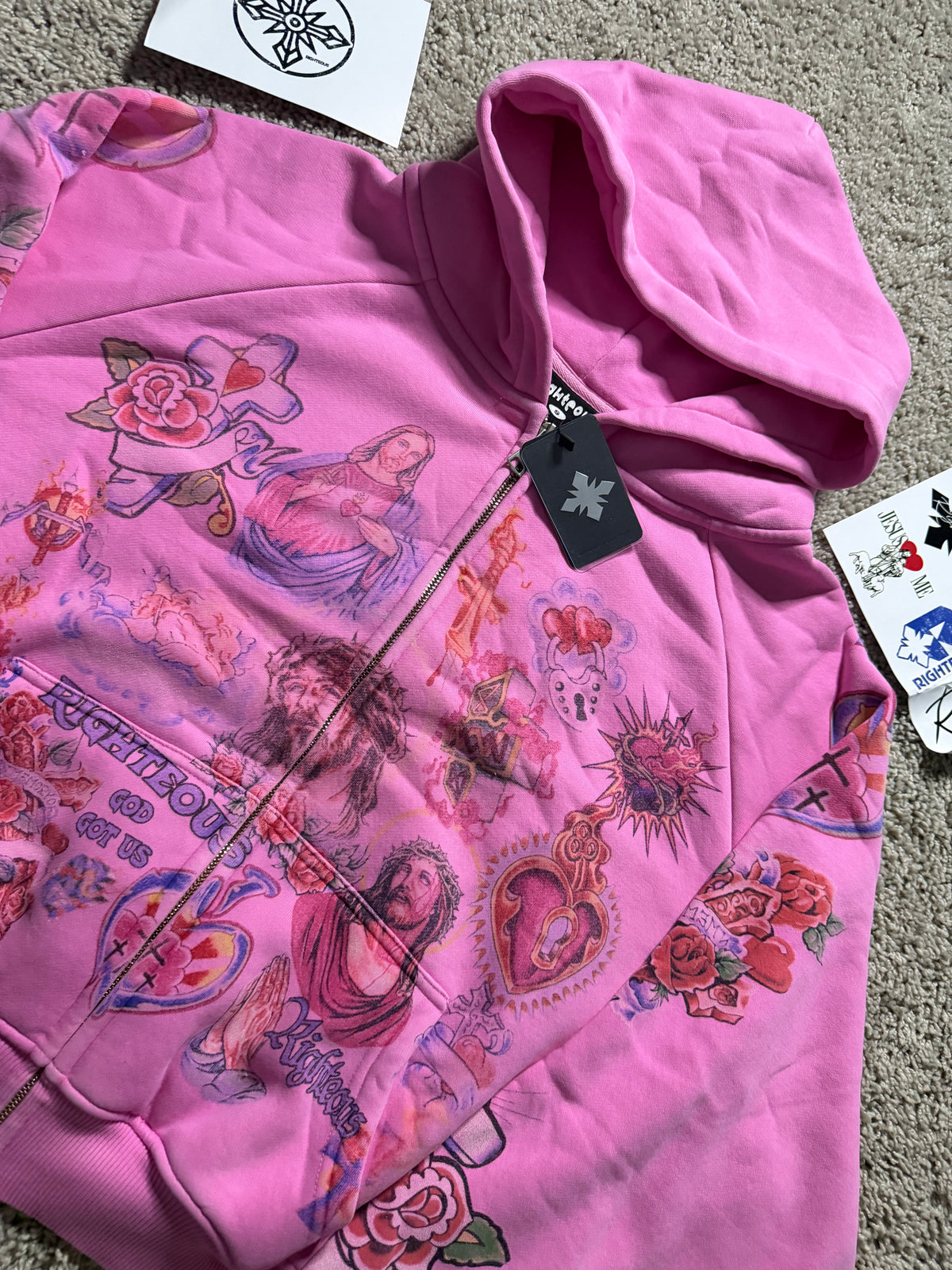 Righteous Pink Zip Up Hoodie