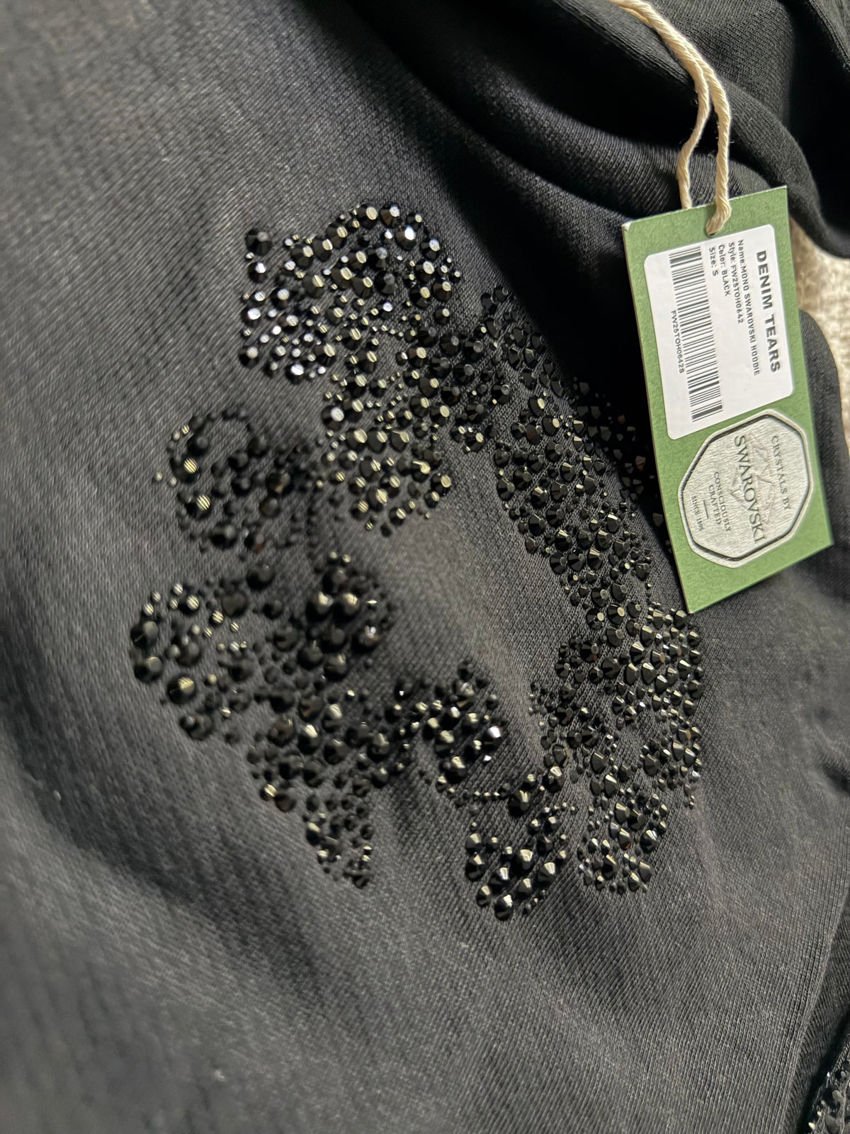 Denim Tear X Swarovski Black Rhinestone Hoodie