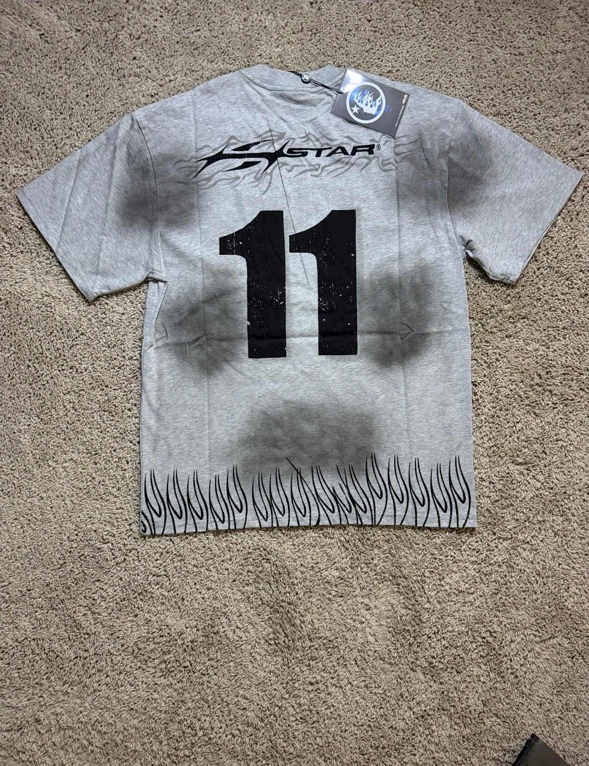 Hellstar jersey style 11 flames grey tee
