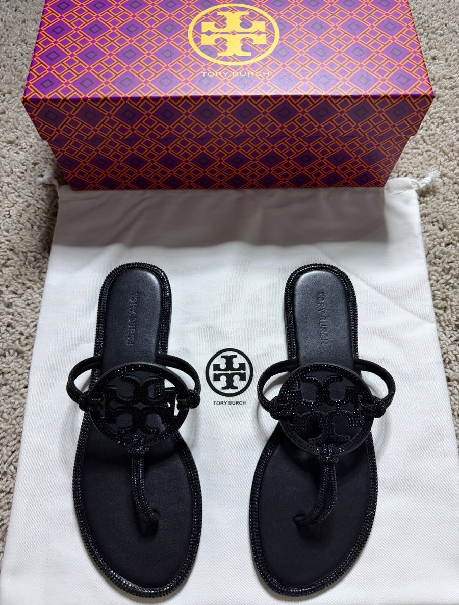 Tory Burch Black Rhinestone Sandals