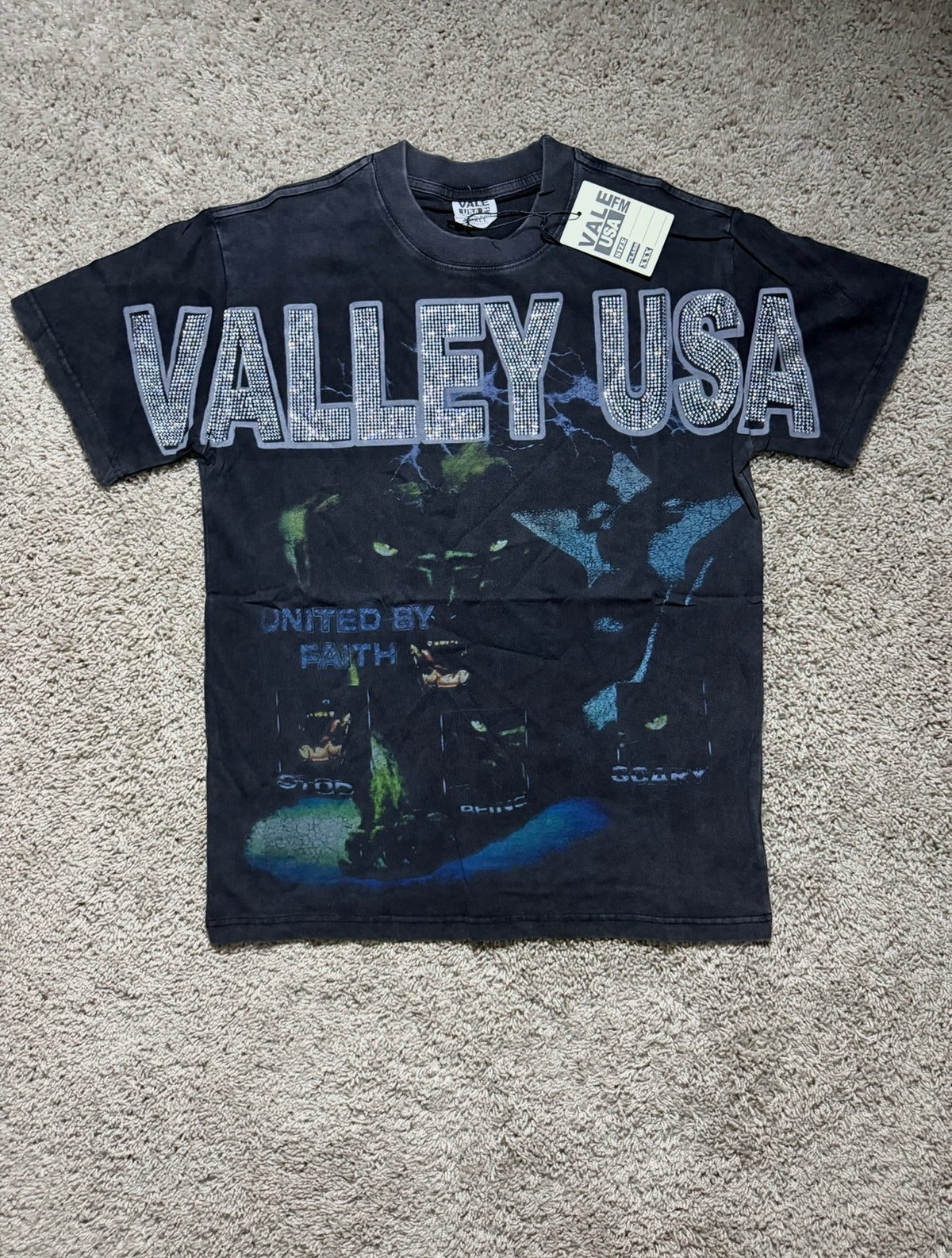 Valley USA rhinestone panther black Tee