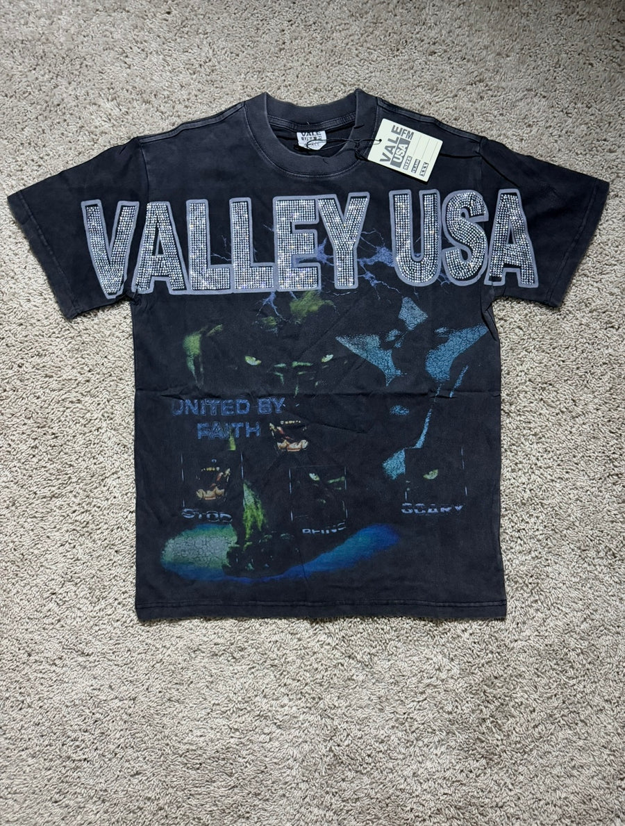 Valley USA rhinestone panther black Tee