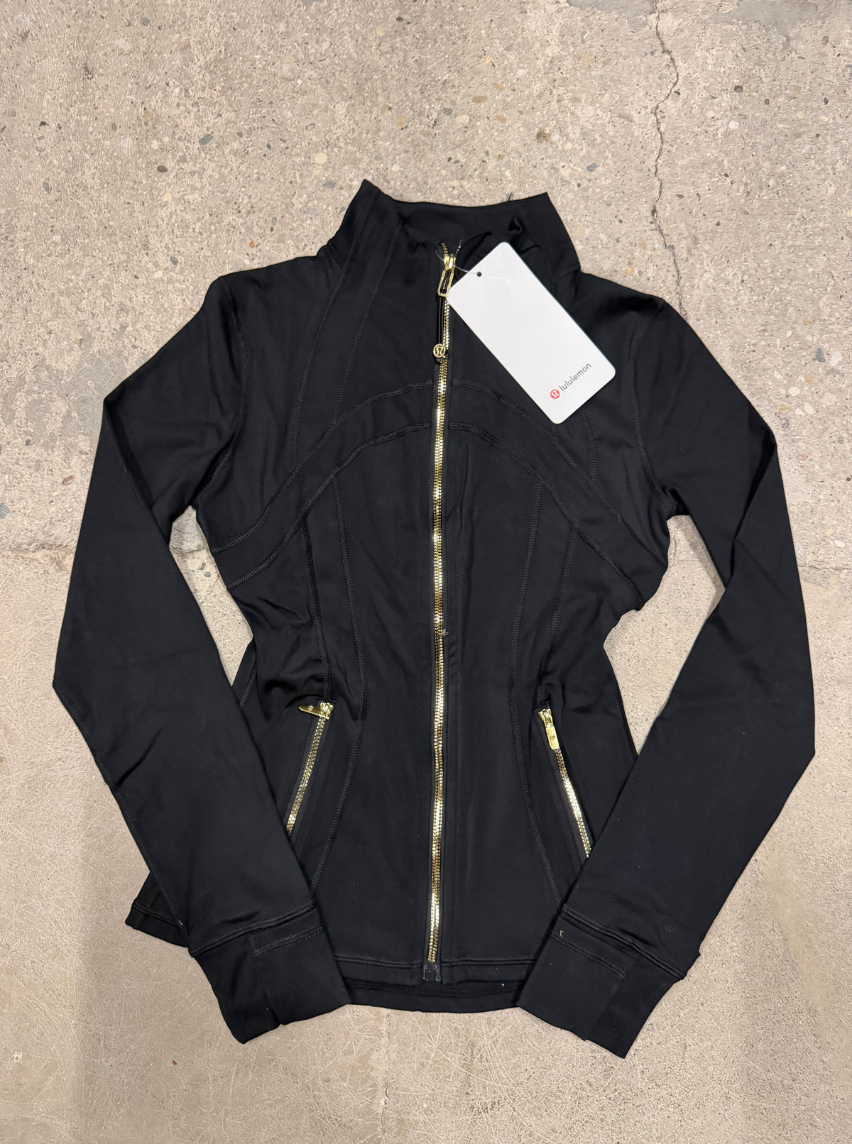 Lulu Black Define Jacket with gold zipper