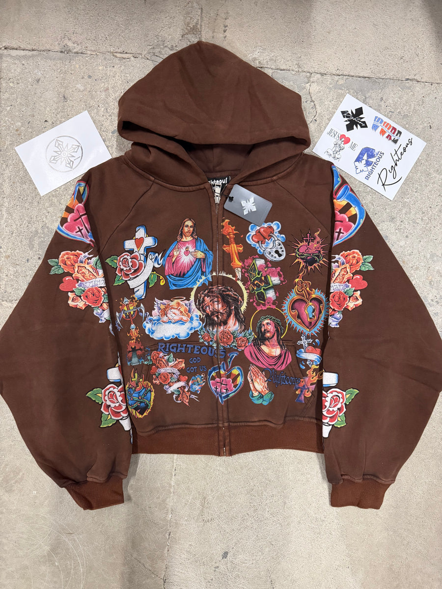 Righteous Brown Vintage style Hoodie