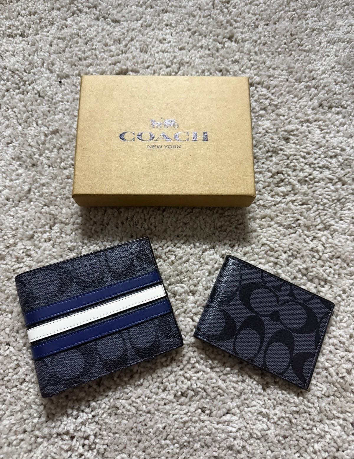 Coach Blue Strip Wallet + cardholder