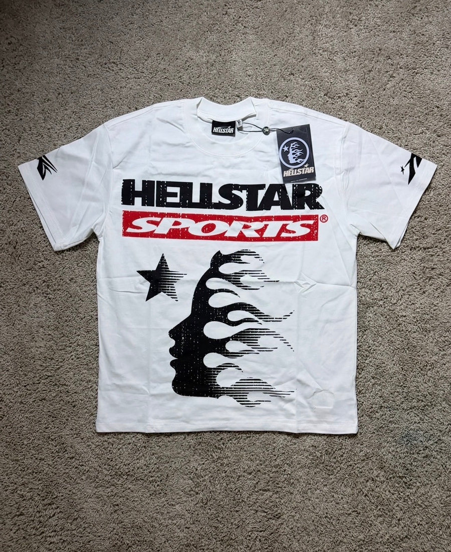 Hellstar White sports Family Tee with red accents
