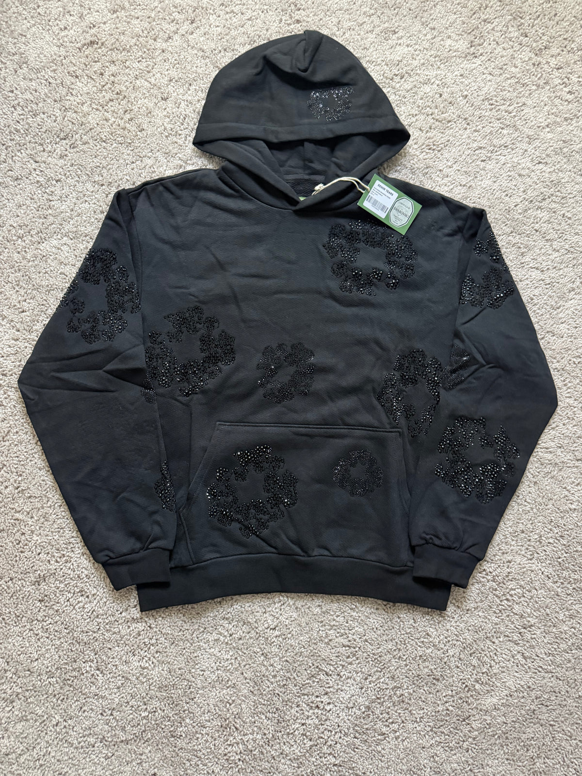 Denim Tear X Swarovski Black Rhinestone Hoodie