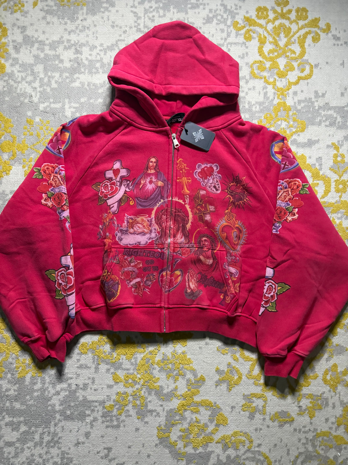 Righteous red vintage style hoodie